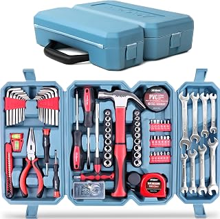 Hi-Spec 73pc Home and Garage Tool Kit Set. Essential Household and Auto Repair Tools. Includes Pliers, Sockets, Wrenches and a Hex Key Set in a Toolbox Carry Case