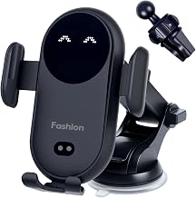 Wireless Car Charger, Auto-Clamping 3-in-1 Phone Mount - 15W/10W/7.5W Fast Charging Car Accessories Compatible with iPhone 16/15/14/13/12/11/Xs/XR, Samsung S23 Ultra/S22/S21/S20/S10+/S9(Black)