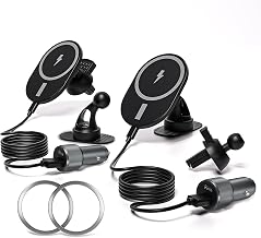 Car Phone Holder,2 Pack Magnetic Car Mount 15W-Qi Fast Wireless Car Charger Dashboard Windshield Vent Cell Phone Holder for Your Car Compatible with iPhone 17 Pro Max/17 Air/16 Pro/15 Plus/14/13/12/11