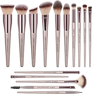 ZOREYA Makeup Brushes, 15 Pcs Professional Premium Synthetic Brush Set, Foundation Concealer Eyeshadow Blush Makeup Brush Set (Champagne Gold)