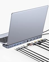 Baseus Laptop Docking Station, 4K Multitasking Docking Station with 2 HDMI+DP, PD, 3 USB-A, RJ45, Audio, TF/SD Card Reader, USB Hub Compatible for MacBook/Dell/HP/Surface/Lenovo