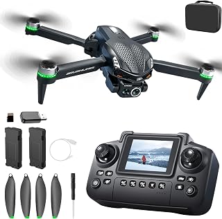 S168 Drone with Screen Controller, Brushless Motor, Altitude Hold, One Key Take Off/Landing, Active Obstacle Avoidance, Black Carrying Case, Two-batteries.
